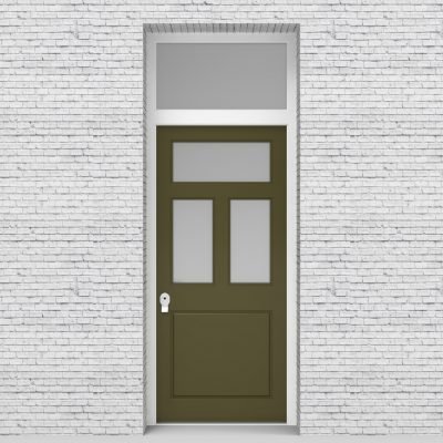12.single Door With Transom Edwardian 4 Panel With 3 Glass Panes Reed Green (ral6013)