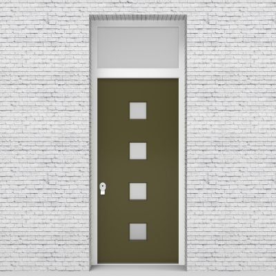 12.single Door With Transom Plain With 4 Glass Squares Reed Green (ral6013)