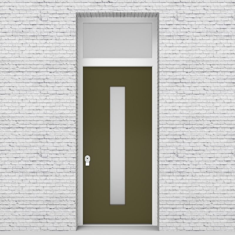 12.single Door With Transom Plain With Central Glass Reed Green (ral6013)