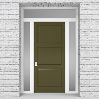 12.single Door With Two Side Panels And Transom Reed Green (ral6013)