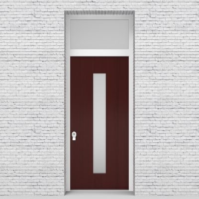 3.single Door With Transom Plain With Central Glass Mahogany