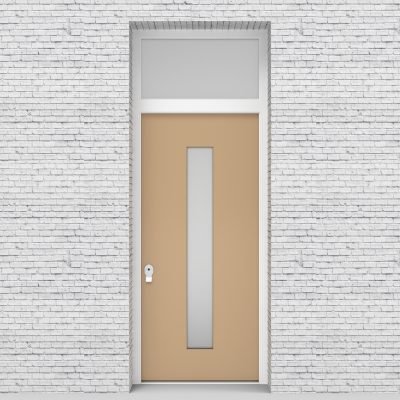 7.single Door With Transom Plain With Central Glass Light Ivory (ral1015)
