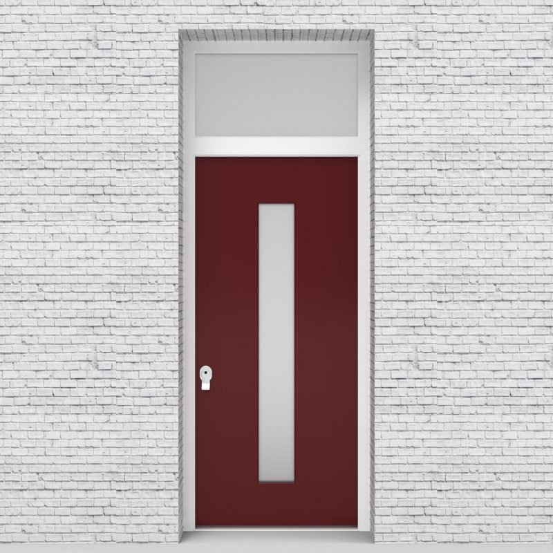 8.single Door With Transom Plain With Central Glass Ruby Red (ral3003)