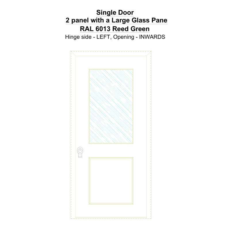 Sd 2 Panel With A Large Glass Pane Ral 6013 Reed Green Security Door