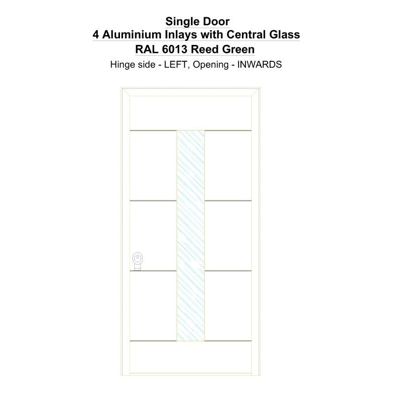 Sd 4 Aluminium Inlays With Central Glass Ral 6013 Reed Green Security Door