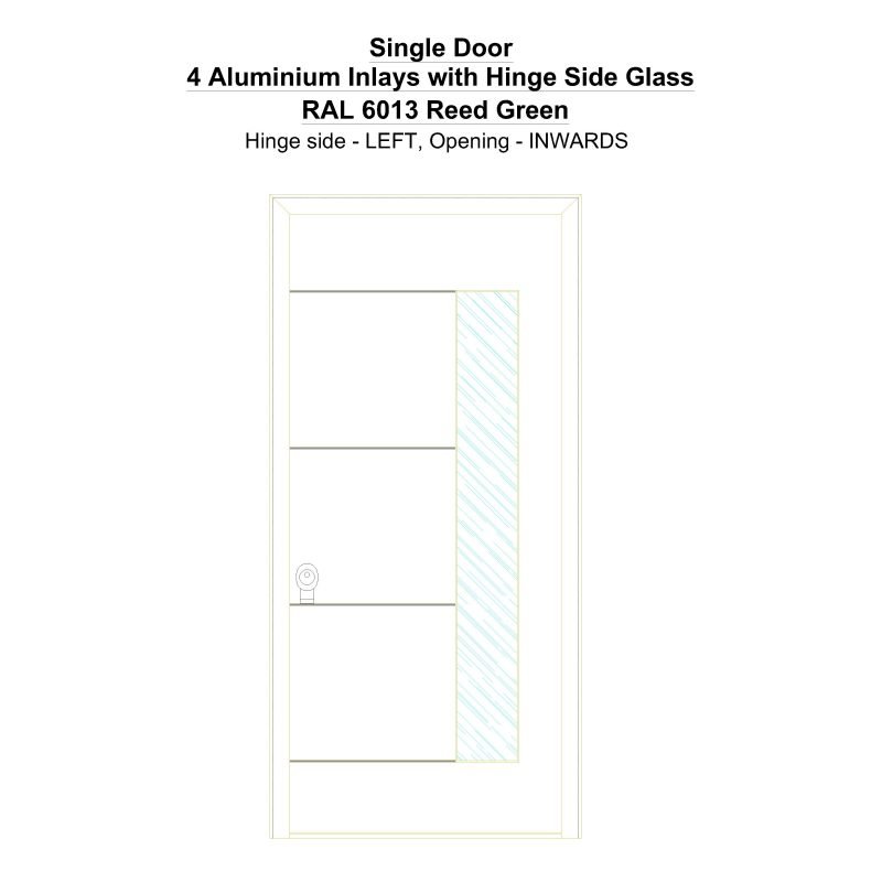 Sd 4 Aluminium Inlays With Hinge Side Glass Ral 6013 Reed Green Security Door