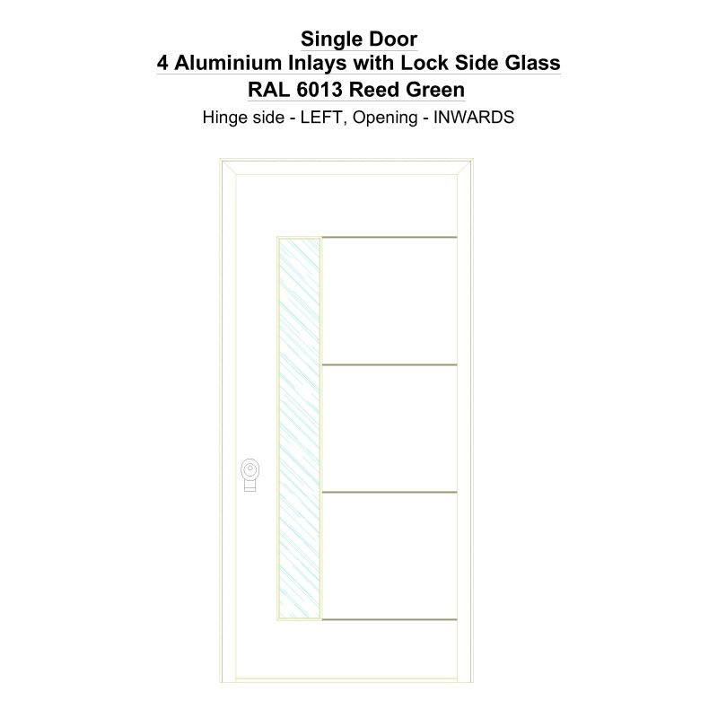 Sd 4 Aluminium Inlays With Lock Side Glass Ral 6013 Reed Green Security Door