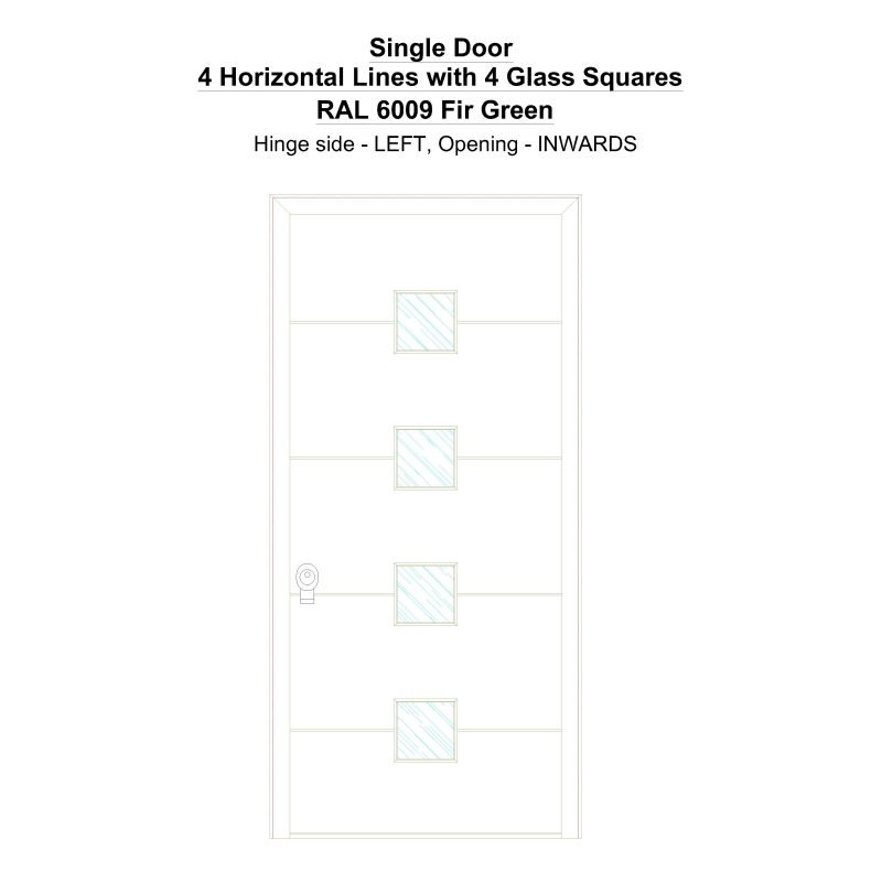 Sd 4 Horizontal Lines With 4 Glass Squares Ral 6009 Fir Green Security Door