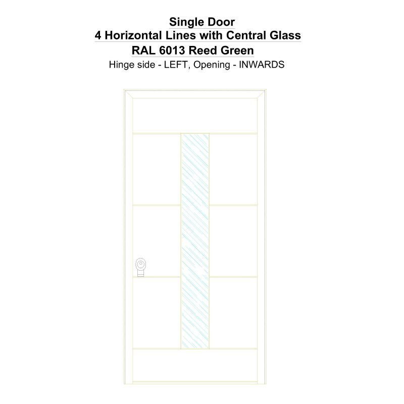 Sd 4 Horizontal Lines With Central Glass Ral 6013 Reed Green Security Door