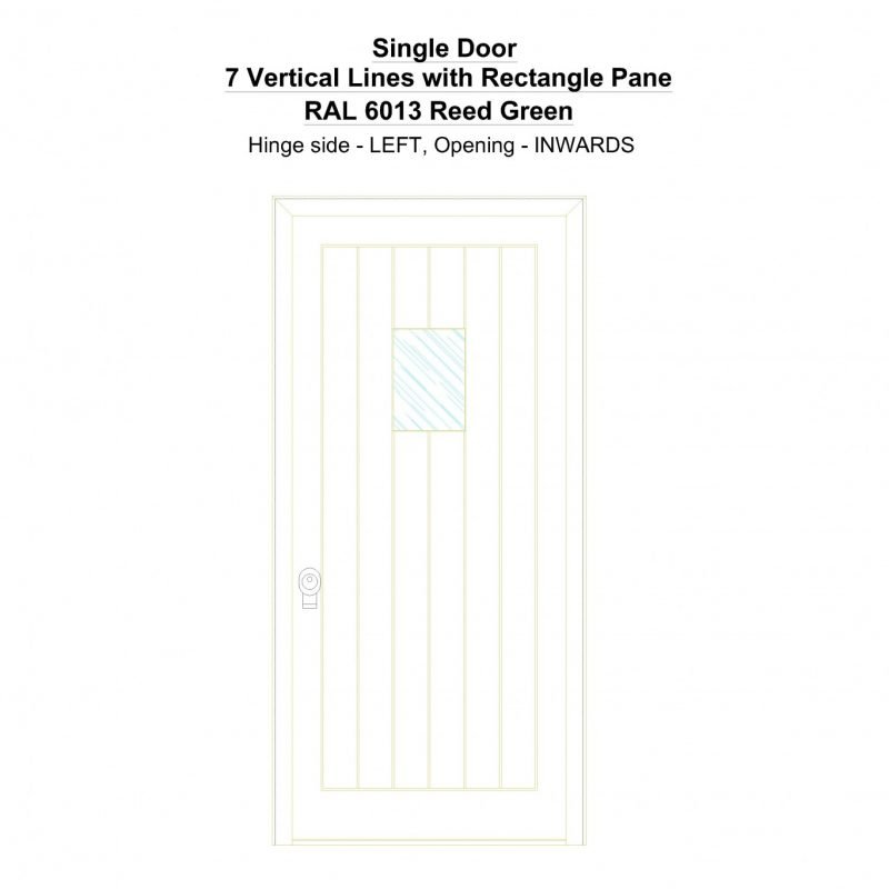 Sd 7 Vertical Lines With Rectangle Pane Ral 6013 Reed Green Security Door