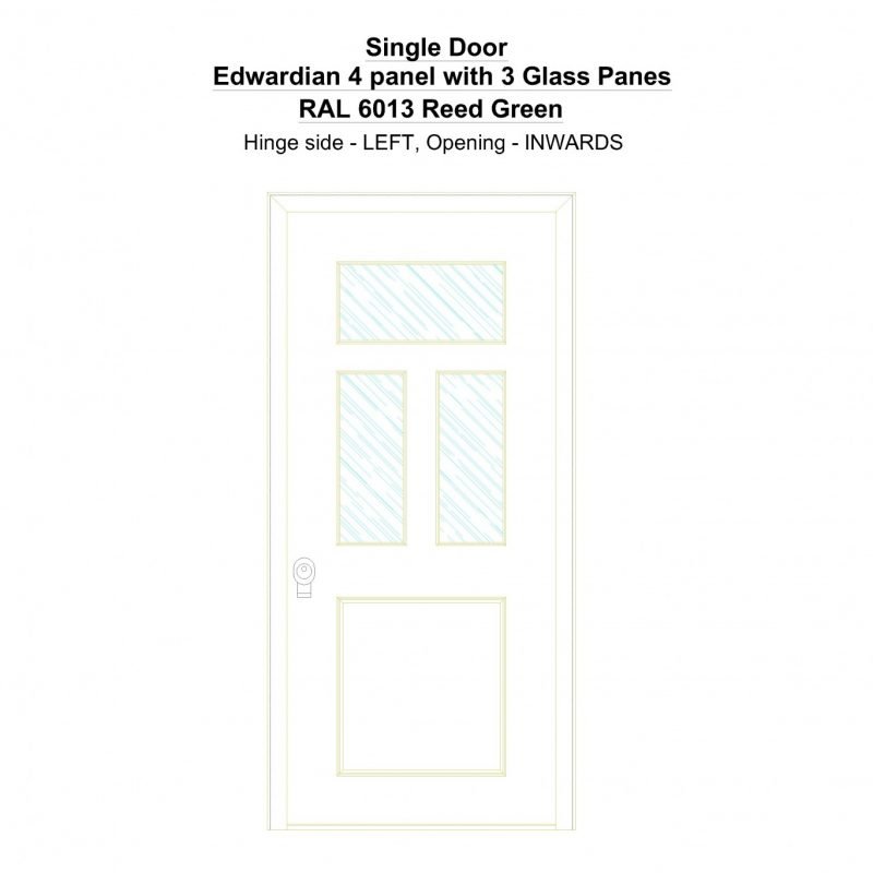 Sd Edwardian 4 Panel With 3 Glass Panes Ral 6013 Reed Green Security Door