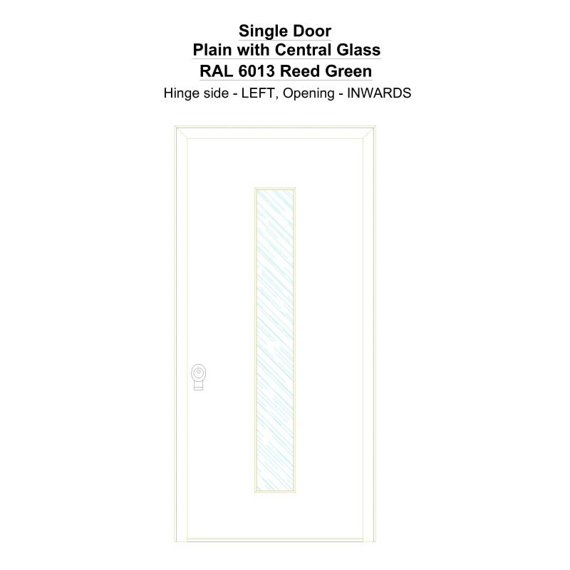 Sd Plain With Central Glass Ral 6013 Reed Green Security Door