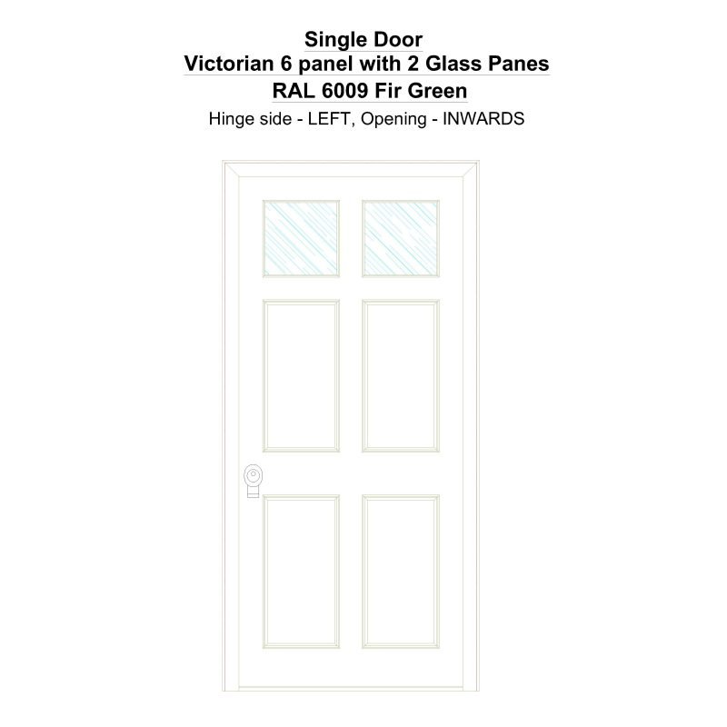 Sd Victorian 6 Panel With 2 Glass Panes Ral 6009 Fir Green Security Door