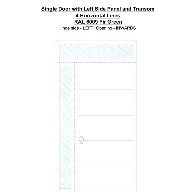 Sd1spt(left) 4 Horizontal Lines Ral 6009 Fir Green Security Door