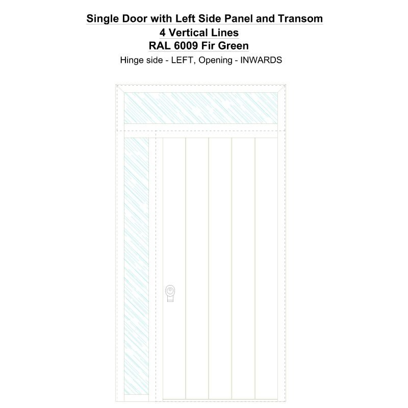 Sd1spt(left) 4 Vertical Lines Ral 6009 Fir Green Security Door