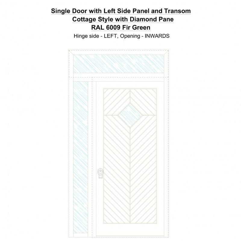 Sd1spt(left) Cottage Style With Diamond Pane Ral 6009 Fir Green Security Door