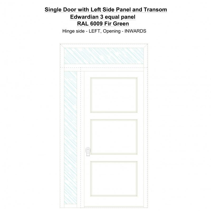 Sd1spt(left) Edwardian 3 Equal Panel Ral 6009 Fir Green Security Door