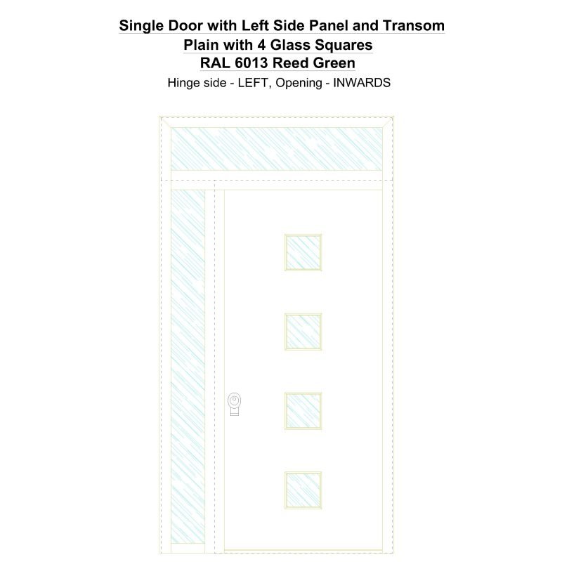 Sd1spt(left) Plain With 4 Glass Squares Ral 6013 Reed Green Security Door