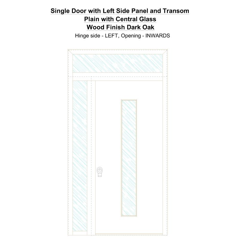 Sd1spt(left) Plain With Central Glass Wood Finish Dark Oak Security Door