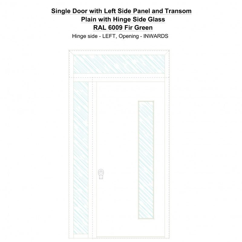 Sd1spt(left) Plain With Hinge Side Glass Ral 6009 Fir Green Security Door