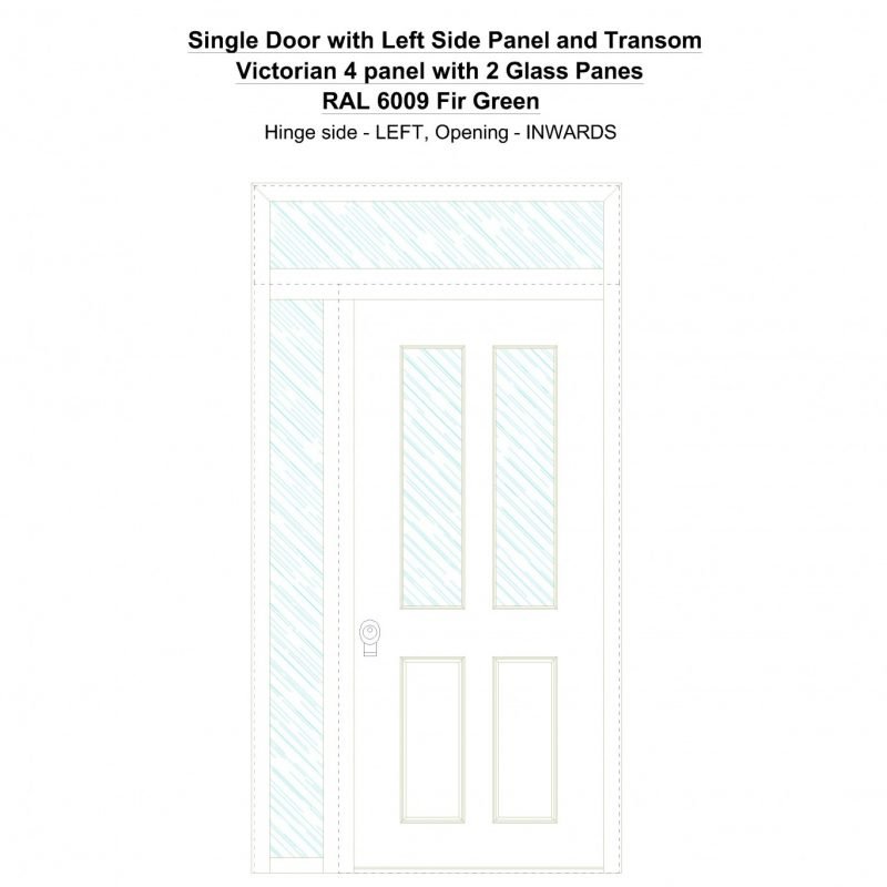 Sd1spt(left) Victorian 4 Panel With 2 Glass Panes Ral 6009 Fir Green Security Door