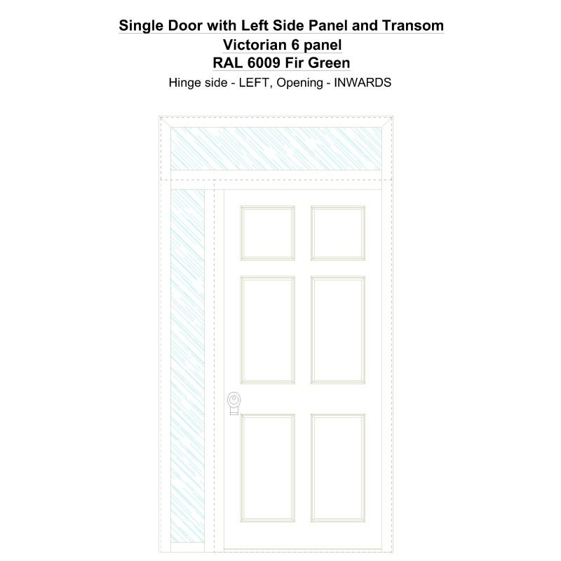 Sd1spt(left) Victorian 6 Panel Ral 6009 Fir Green Security Door