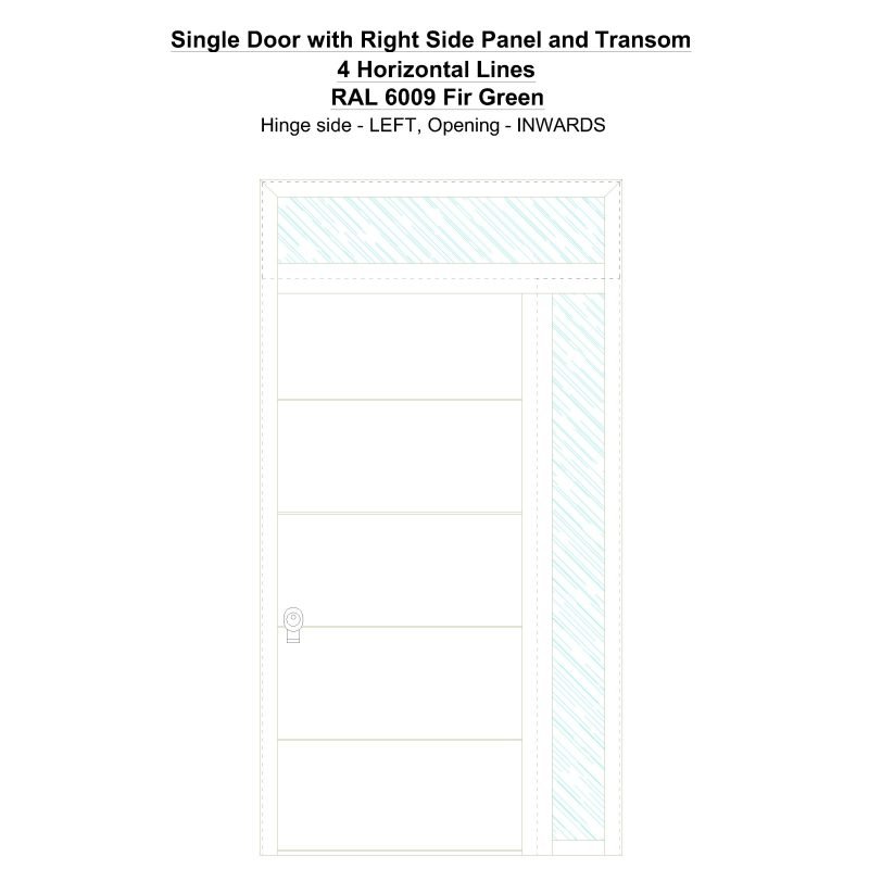 Sd1spt(right) 4 Horizontal Lines Ral 6009 Fir Green Security Door