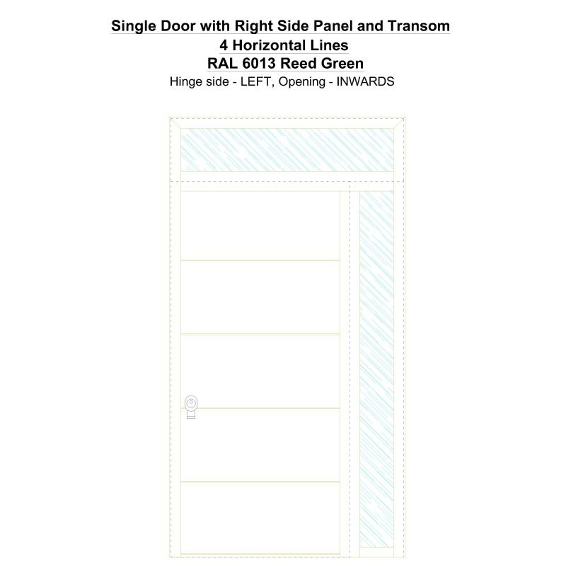 Sd1spt(right) 4 Horizontal Lines Ral 6013 Reed Green Security Door