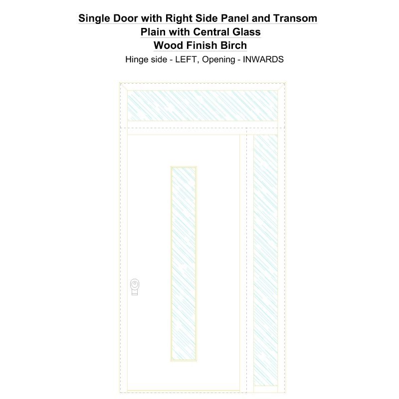 Sd1spt(right) Plain With Central Glass Wood Finish Birch Security Door