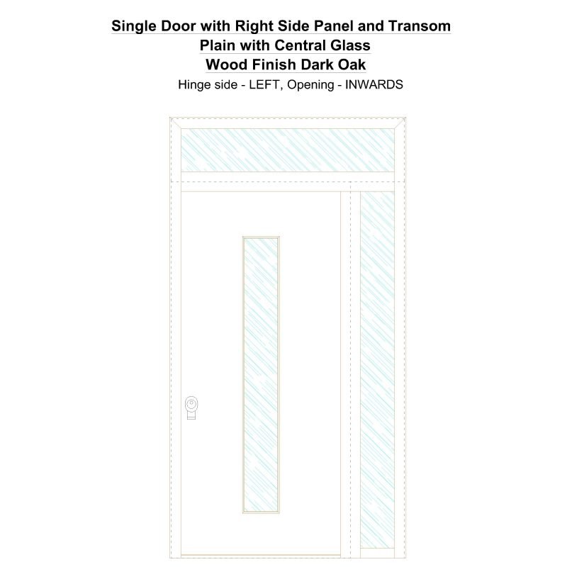 Sd1spt(right) Plain With Central Glass Wood Finish Dark Oak Security Door