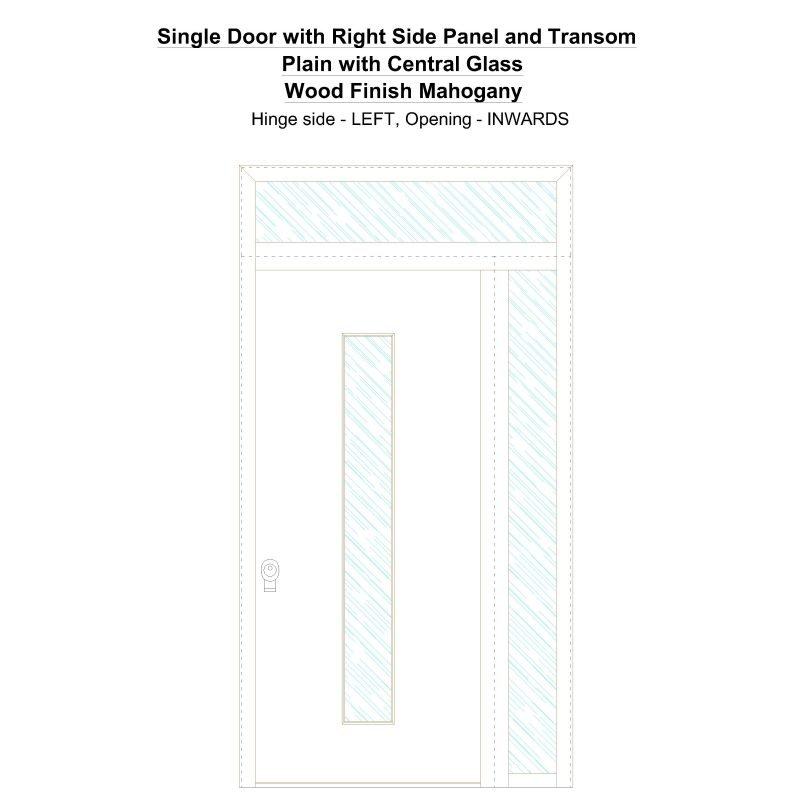 Sd1spt(right) Plain With Central Glass Wood Finish Mahogany Security Door
