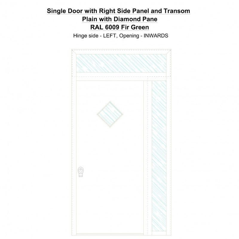 Sd1spt(right) Plain With Diamond Pane Ral 6009 Fir Green Security Door