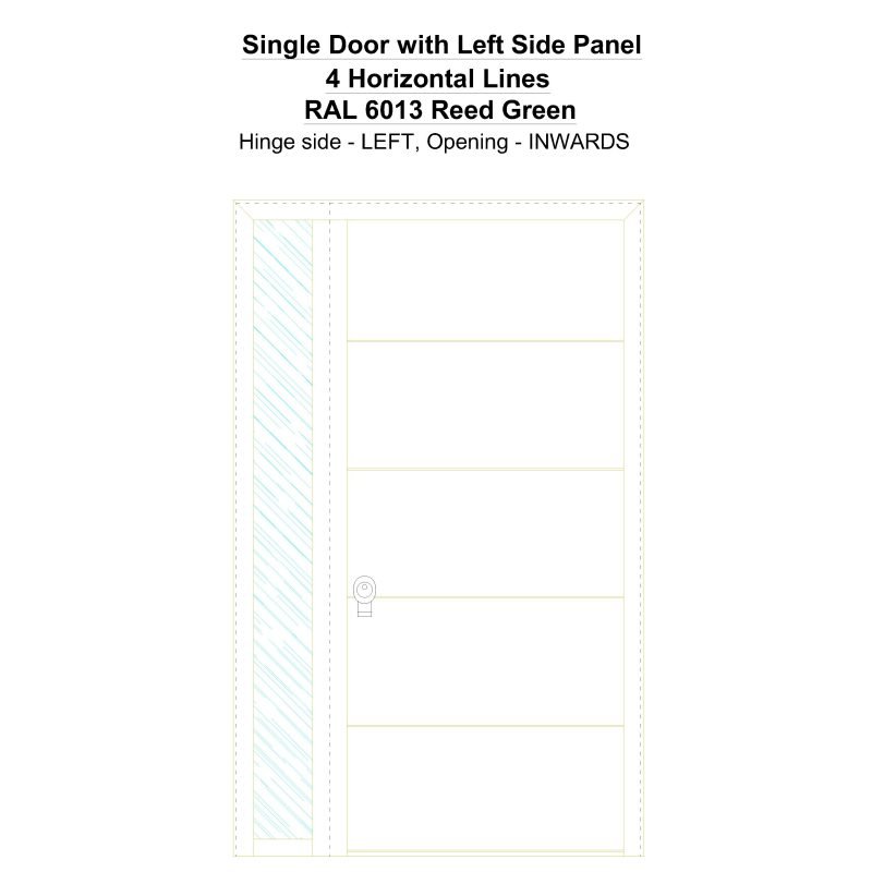 Sd1sp(left) 4 Horizontal Lines Ral 6013 Reed Green Security Door