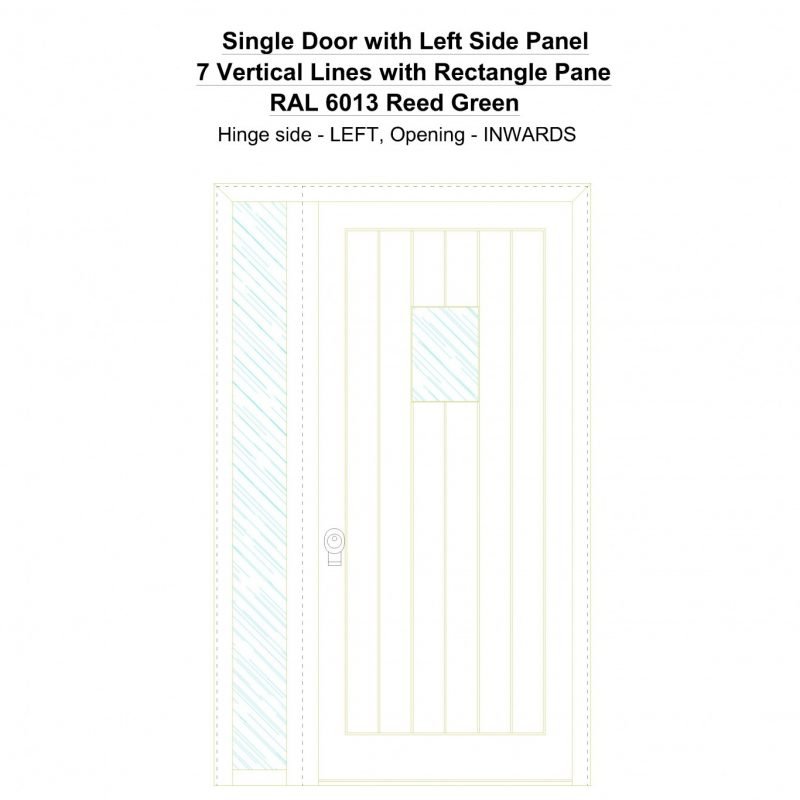 Sd1sp(left) 7 Vertical Lines With Rectangle Pane Ral 6013 Reed Green Security Door