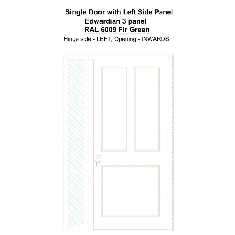 Sd1sp(left) Edwardian 3 Panel Ral 6009 Fir Green Security Door