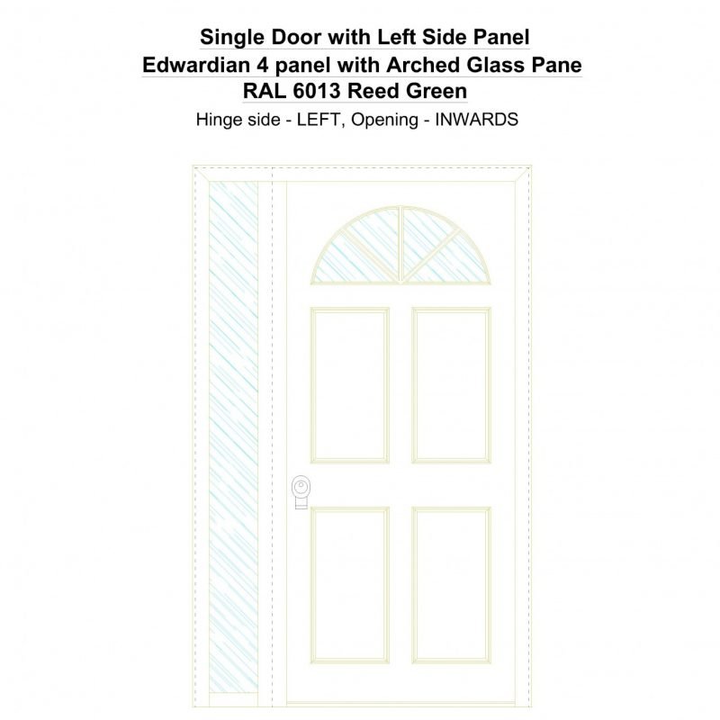 Sd1sp(left) Edwardian 4 Panel With Arched Glass Pane Ral 6013 Reed Green Security Door