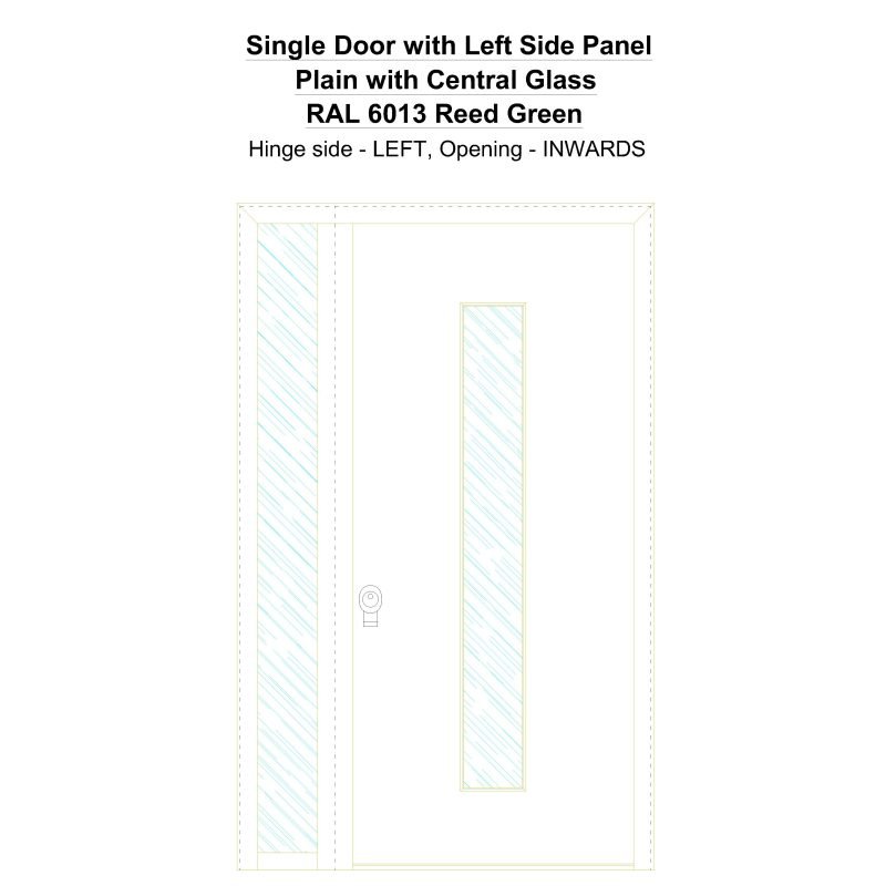 Sd1sp(left) Plain With Central Glass Ral 6013 Reed Green Security Door