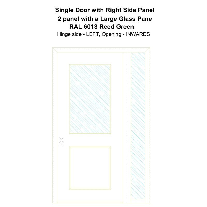 Sd1sp(right) 2 Panel With A Large Glass Pane Ral 6013 Reed Green Security Door