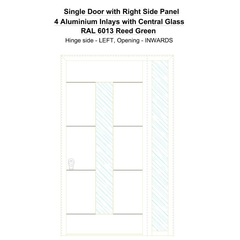 Sd1sp(right) 4 Aluminium Inlays With Central Glass Ral 6013 Reed Green Security Door