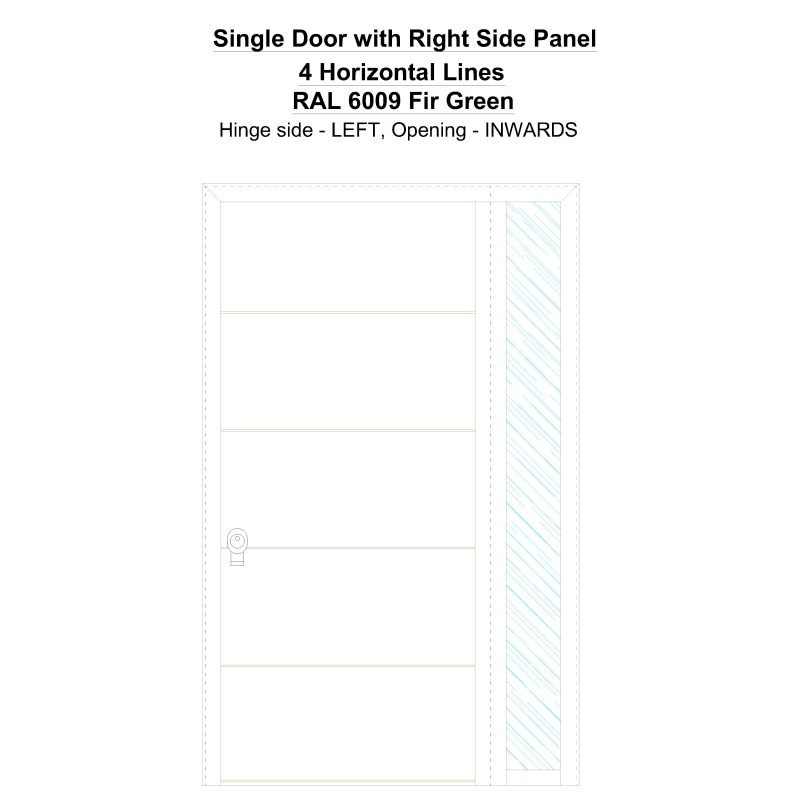 Sd1sp(right) 4 Horizontal Lines Ral 6009 Fir Green Security Door