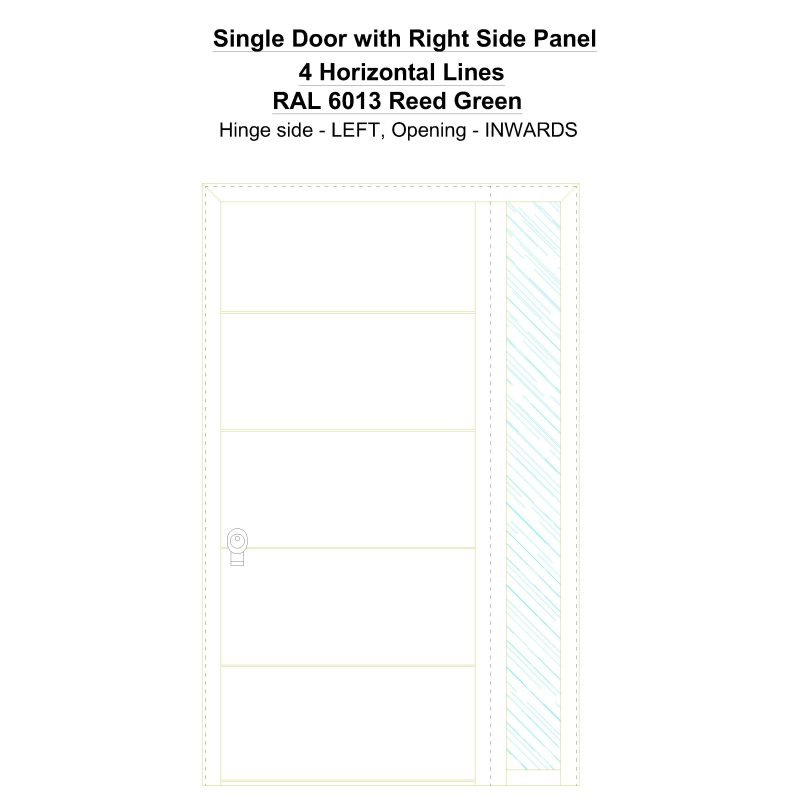 Sd1sp(right) 4 Horizontal Lines Ral 6013 Reed Green Security Door