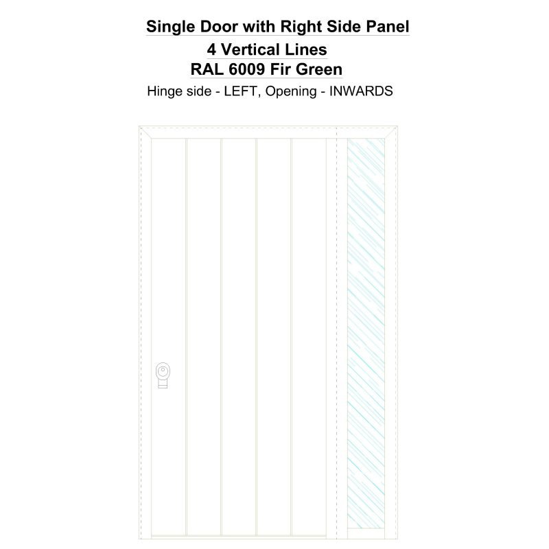 Sd1sp(right) 4 Vertical Lines Ral 6009 Fir Green Security Door