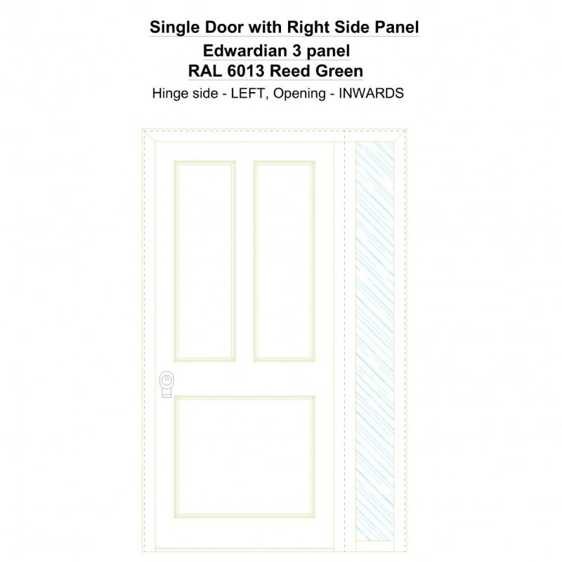 Sd1sp(right) Edwardian 3 Panel Ral 6013 Reed Green Security Door