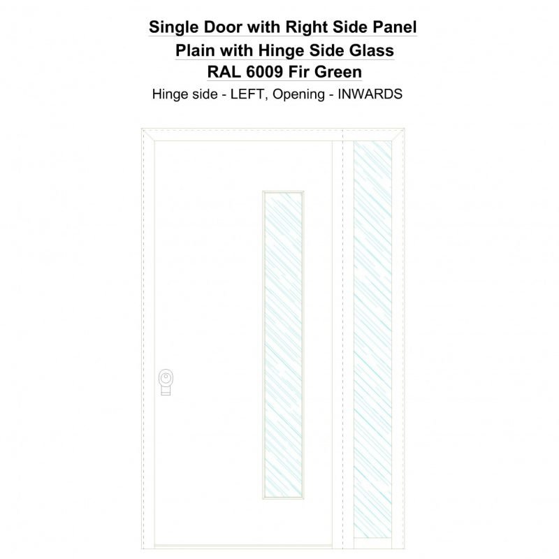 Sd1sp(right) Plain With Hinge Side Glass Ral 6009 Fir Green Security Door