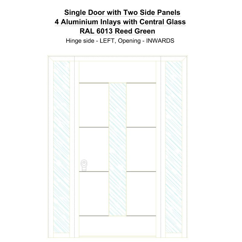 Sd2sp 4 Aluminium Inlays With Central Glass Ral 6013 Reed Green Security Door