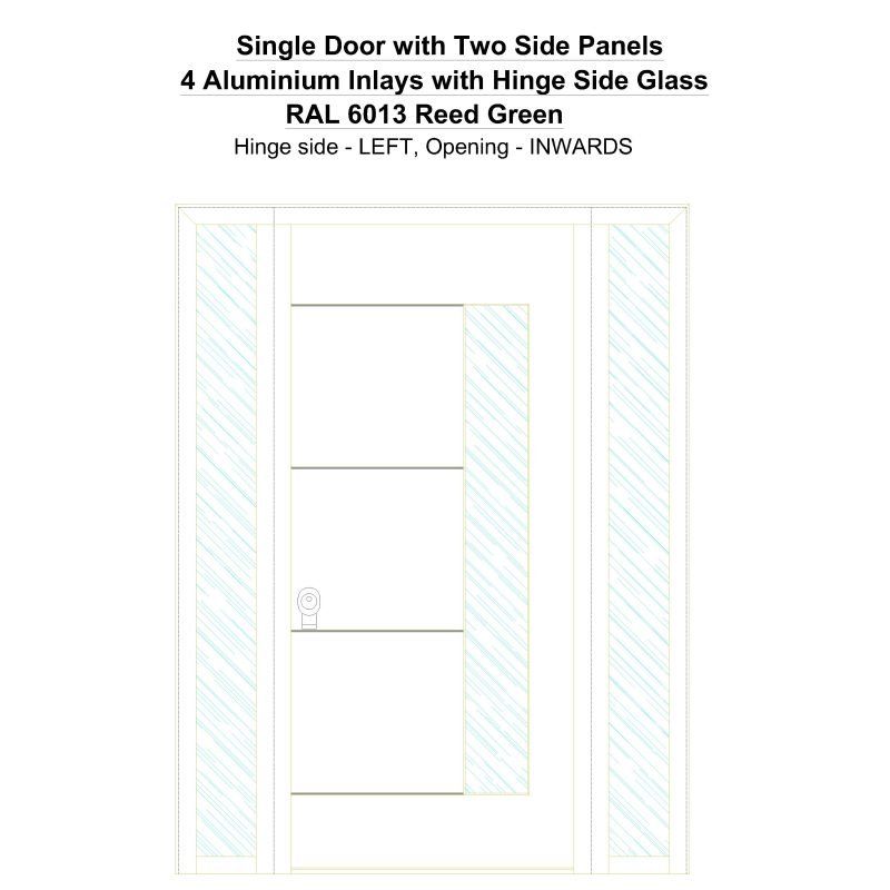 Sd2sp 4 Aluminium Inlays With Hinge Side Glass Ral 6013 Reed Green Security Door