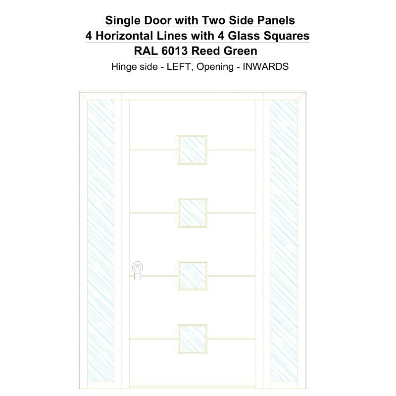 Sd2sp 4 Horizontal Lines With 4 Glass Squares Ral 6013 Reed Green Security Door