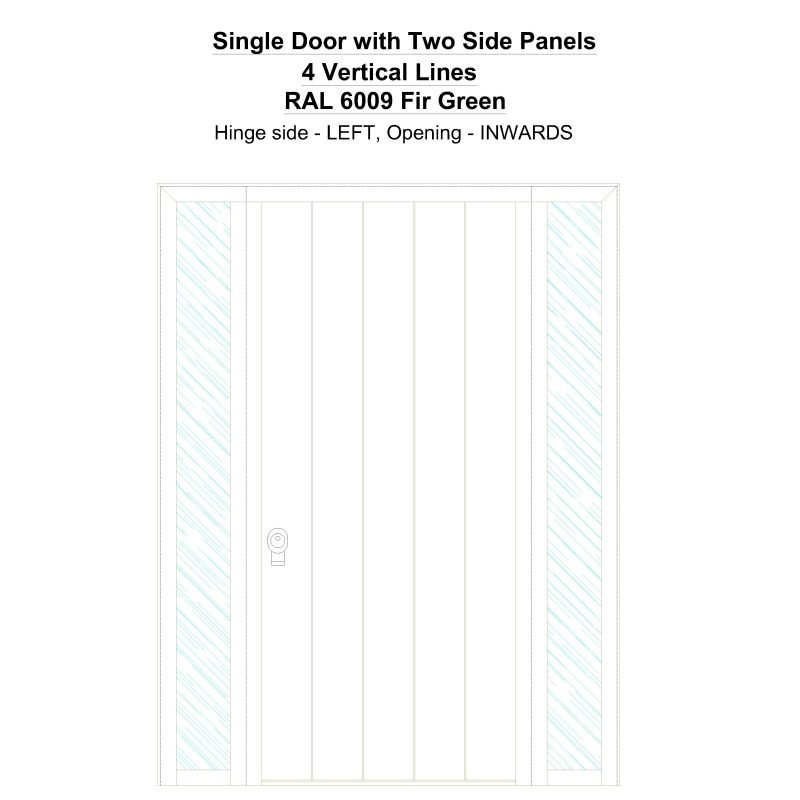 Sd2sp 4 Vertical Lines Ral 6009 Fir Green Security Door