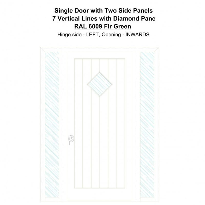 Sd2sp 7 Vertical Lines With Diamond Pane Ral 6009 Fir Green Security Door