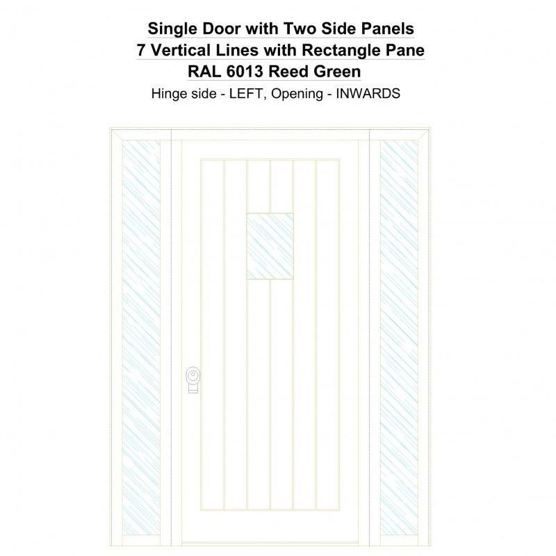 Sd2sp 7 Vertical Lines With Rectangle Pane Ral 6013 Reed Green Security Door